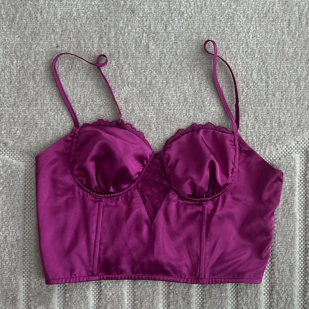 Magenta Bustier Crop Top, in size M